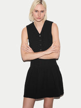 Crinkle Cotton Waistcoat Dress | Black