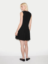 Crinkle Cotton Waistcoat Dress | Black