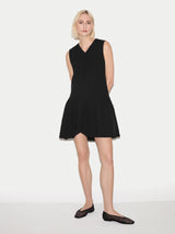 Crinkle Cotton Waistcoat Dress | Black