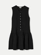 Crinkle Cotton Waistcoat Dress | Black