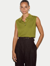 Cotton Sleeveless Polo | Green