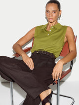 Cotton Sleeveless Polo | Green
