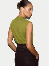 Cotton Sleeveless Polo | Green