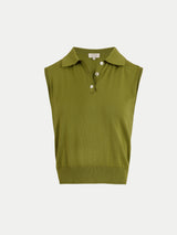 Cotton Sleeveless Polo | Green