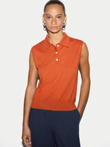 Cotton Sleeveless Polo | Orange