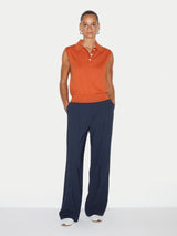 Cotton Sleeveless Polo | Orange