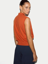 Cotton Sleeveless Polo | Orange