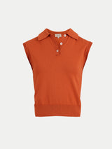 Cotton Sleeveless Polo | Orange