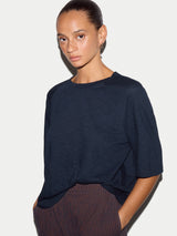 Cotton Slub Boxy Raglan T-shirt | Navy