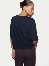 Cotton Slub Boxy Raglan T-shirt | Navy