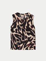 Zebra Cotton Slub Tank | Brown