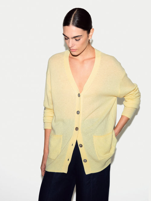 Cashmere Longline Cardigan | Yellow