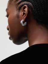 Chubby Block Hoop Earring | Silver