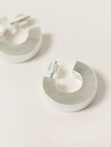 Chubby Block Hoop Earring | Silver