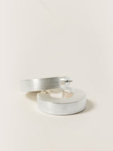 Chubby Block Hoop Earring | Silver