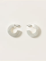 Chubby Block Hoop Earring | Silver
