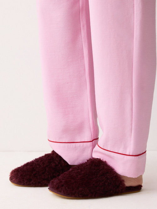 Faux Shearling Slippers | Burgundy