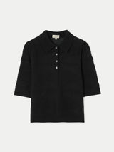 Pointelle Puff Sleeve Top | Black