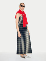Stripe One Shoulder Dress | Navy