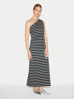 Stripe One Shoulder Dress | Navy