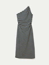 Stripe One Shoulder Dress | Navy