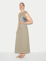 Stripe One Shoulder Dress | Khaki