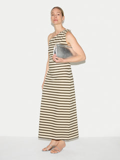 Stripe One Shoulder Dress | Khaki