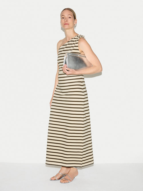 Stripe One Shoulder Dress | Khaki