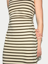 Stripe One Shoulder Dress | Khaki