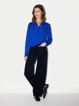 Fine Merino Knitted Polo Shirt | Blue
