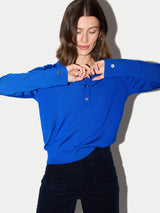 Fine Merino Knitted Polo Shirt | Blue