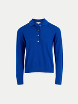 Fine Merino Knitted Polo Shirt | Blue