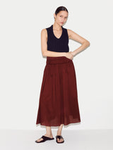 Cotton Voile Ruched Skirt | Red