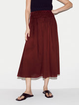 Cotton Voile Ruched Skirt | Red