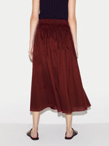 Cotton Voile Ruched Skirt | Red