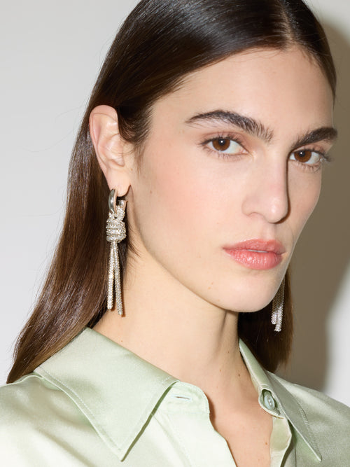 Sparkle Cord Statement Earring | SILVER