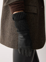 Knitted Leather Glove | Black