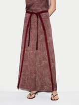 Optic Swirl Wrap Front Trouser | Red