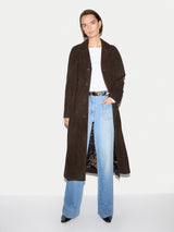 Suede Longline Coat | Brown