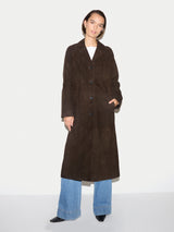 Suede Longline Coat | Brown