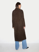 Suede Longline Coat | Brown