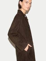 Suede Longline Coat | Brown