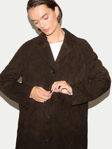 Suede Longline Coat | Brown