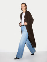 Suede Longline Coat | Brown