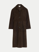 Suede Longline Coat | Brown