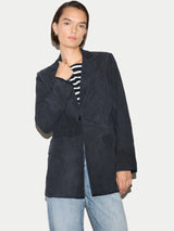 Suede Tailored Jacket | Navy