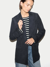 Suede Tailored Jacket | Navy