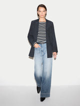 Suede Tailored Jacket | Navy