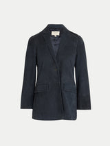 Suede Tailored Jacket | Navy