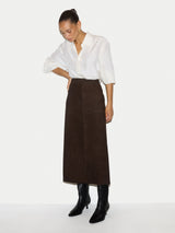 Suede Maxi Split Skirt  | Brown